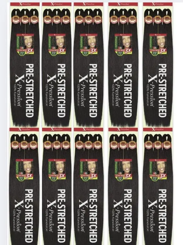 X-Pression 3X Pre-Stretched Braid 72" (10 Packs)