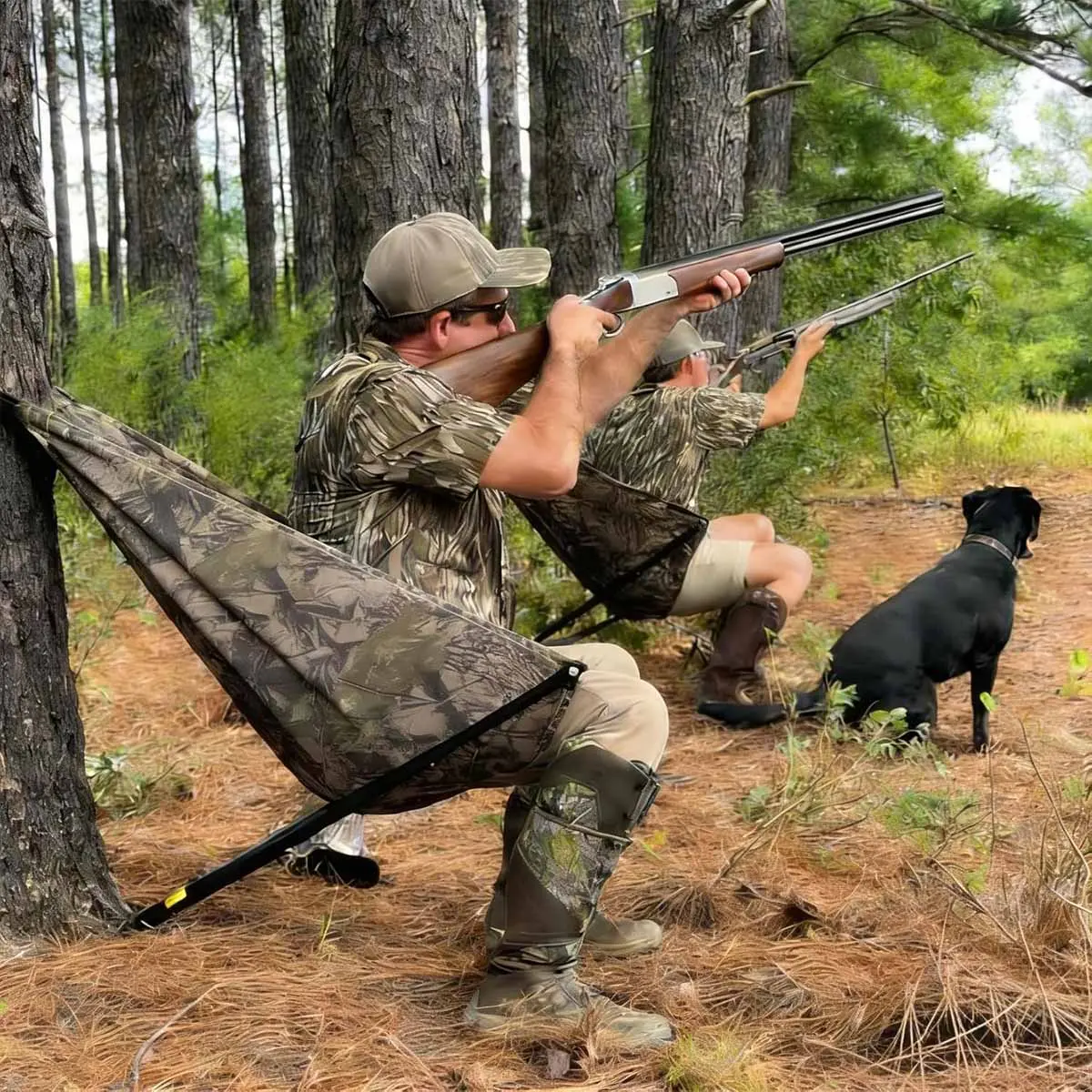 Collapsible Hunting Seat, Portable Digital Camouflage Hammock Chair with Silent 180° Swivel, Adjustable Height, 340 lbs Capacity Steel Frame for Ground & Tree Hunting, Lightweight Foldable Chair, Collapsible Chair
