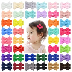 50pcs Baby Hair Clips, 25 Pairs of 2" Tiny Handcrafted Fully Lined Bows Alligator Clips, Mid-to-High-End Quality for Girls
