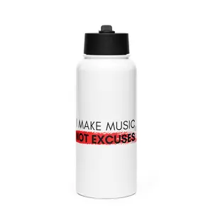 I Make Music Not Excuses® Straw Water Bottle – Motivational Water Bottle for Musicians & Producers