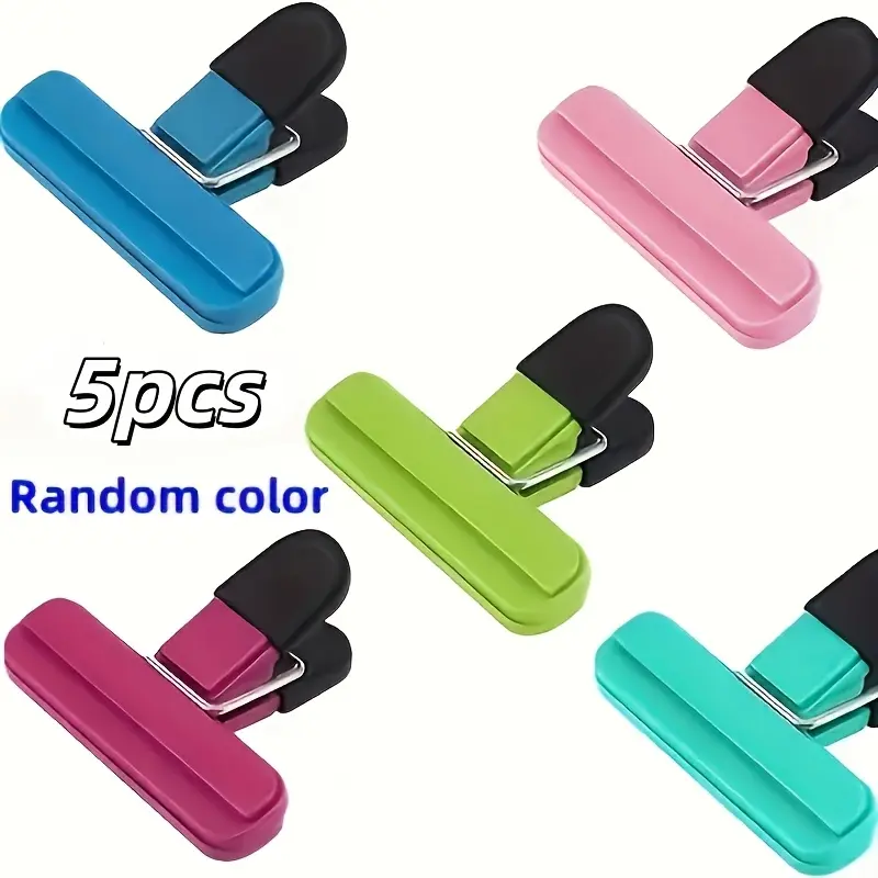 5-Pack Chip Clips for Food Bags, Reusable Plastic Bag Sealer Clips for Snacks, Bread, Coffee & Pantry Storage, Assorted Colors