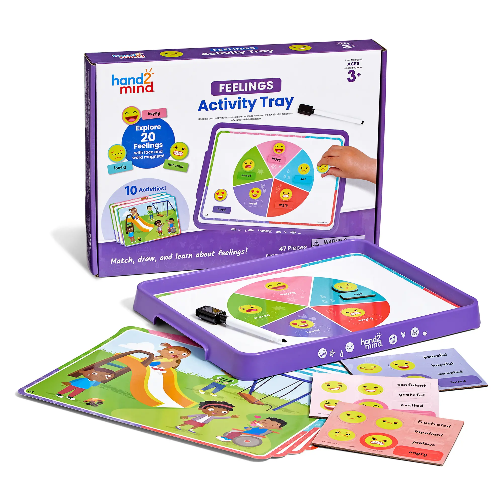 hand2mind Feelings Activity Tray, Social Emotional Learning, Feelings and Emotions Toys, Calm Down Corner Supplies, Emotional Intelligence for Kids, Counseling and Therapy Games for Kids, Ages 3+