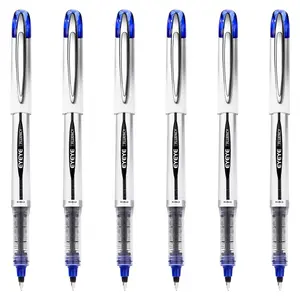 Blue Rollerball Pens 0.7mm  6 Pack Medium Point Roller Ball Pen Quick Dry Liquid Ink Fine Smooth Writing For Journaling Note Taking Office School Supplies