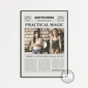 Newspaper Practical Magic Poster No Frame, Griffin Dunne, Movie Poster, Retro, Art, Vintage Retro Art Print