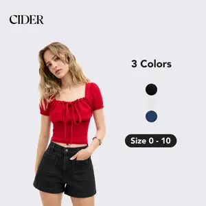 Cider Denim Sailor Short with Pocket, Lovely Summer Short, Summertime Casual Outfits, Lady Comfortable Denim Short