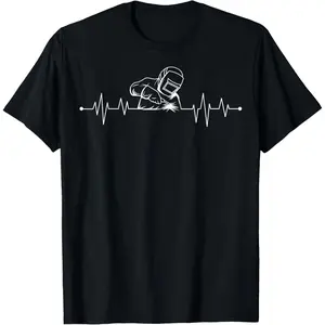 Welding Heartbeat Welder Helmet Metal Fabrication Fusing MIG T-Shirt graphic tees men's graphic tees fashion round neck T-Shirt for Men shirts men