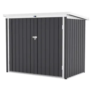 Garvee Spacious Weather-Resistant Metal Outdoor Storage Unit with Double Front Doors and Top Opening, Secure and Durable Waste Bin Enclosure for Yard or Garden with Large Capacity
