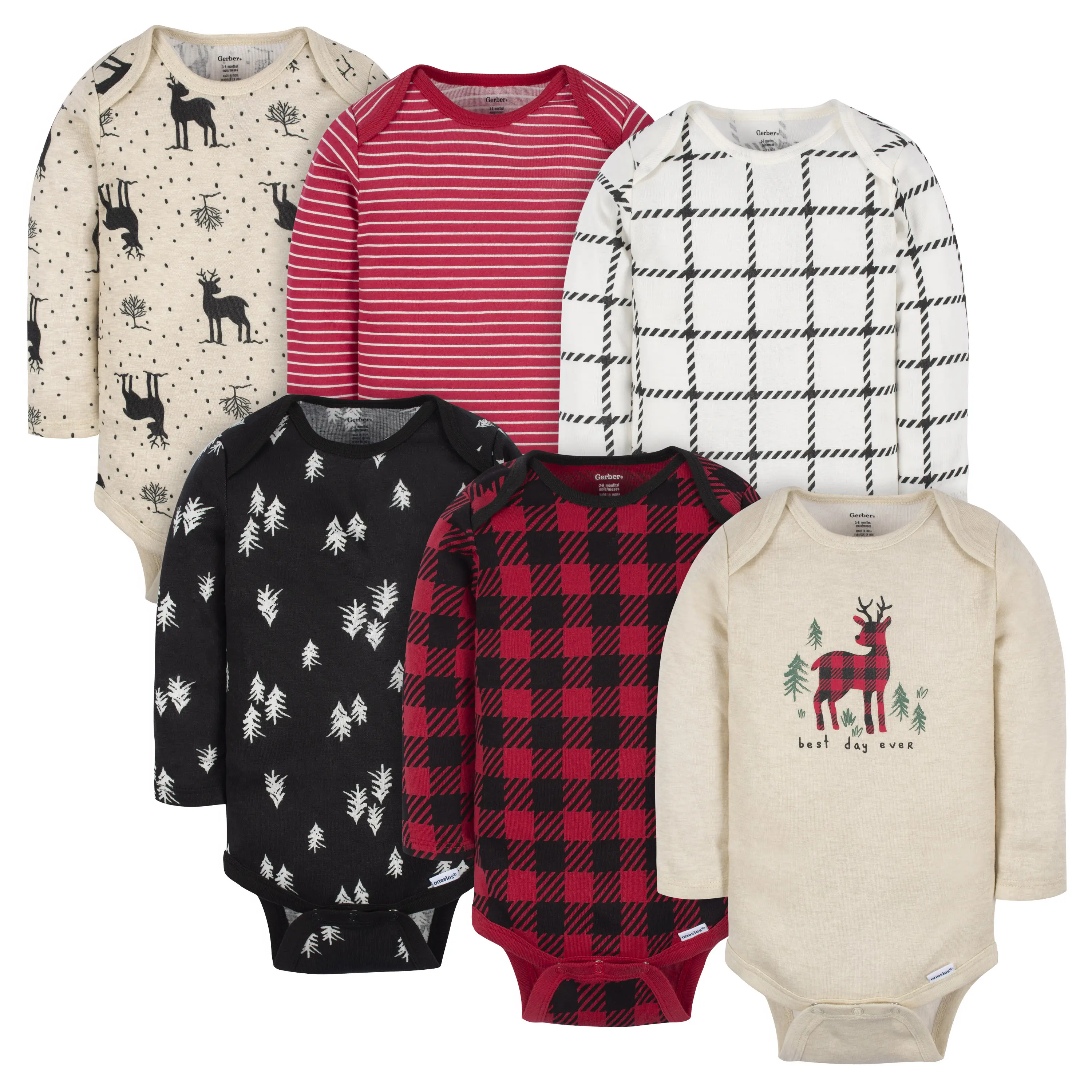 Onesies® Baby Neutral 6-Pack Onesies - Soft Cotton Bodysuits with Lap Shoulder Necklines & Bottom Snap Enclosures for Easy Diaper Changes