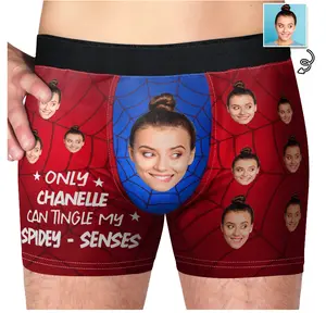 Custom Photo Only Wife Tingle My Spidey Senses - Funny Gift For Husband, Boyfriend - Personalized Men's boxer Briefs ethika boxers Fabric Menswear Underwear Boxer Shorts