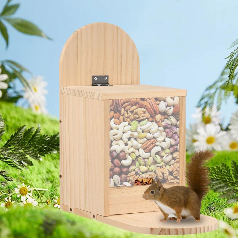 Squirrel Feeder Wood Squirrel Feeder House Cute Chipmunk Feeder Compact Wood Squirrel House Outdoor Squirrel Feeder Stand Easy Filling Squirrel Feeding Station for Yard Porch