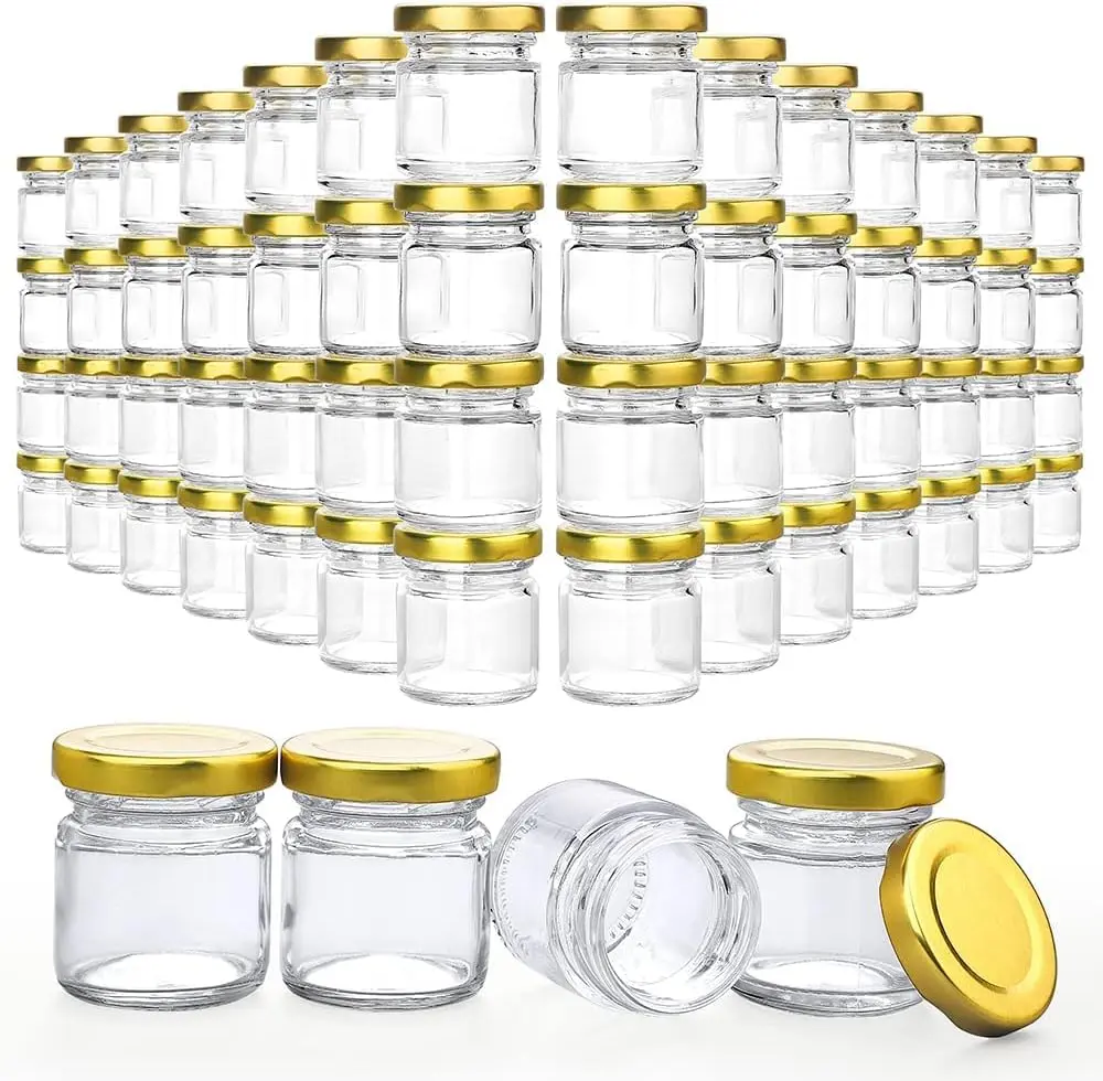 60 Pack Small Glass Jars with Lids, 1.5 oz Mini Honey Jars, Candle Jar for Candle Making for Gifts, Crafts, Spices, Wedding, Party Favors