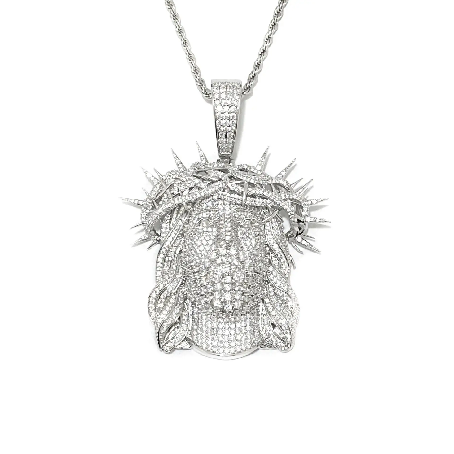 Inlaid cubic circiron men's hop pander necklace, with folding chain, suitable for daily wear and party jewelry