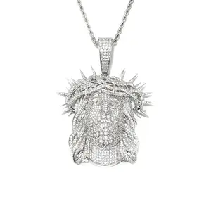 Inlaid cubic circiron men's hop pander necklace, with folding chain, suitable for daily wear and party jewelry