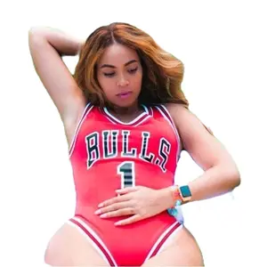 Women's Red One-Piece Romper with Open Back Side - Polyester Fabric Bodysuit Nylon Womenswear