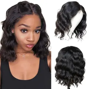 Unipearl 4x4 HD Lace Front Wigs Human Hair Pre Plucked Body Wave Lace Closure Wig 12 inch 180% Density Short Bob Wigs for Women Wet and Wavy Natural Black