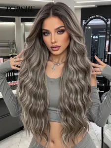 Wigs 13x6 Synthetic Lace Front Wig, Adjustable Straps, Heat Resistant Fiber, Natural Look, Long Wavy Hair, All Seasons Use, Non-Sensitive Good, Glueless Frontal Wig