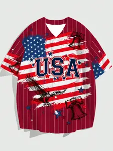 American Baseball Jacket, Independence Day 250th Anniversary, Casual Slim Fit, All over Print, Ideal for Leisure and Sports