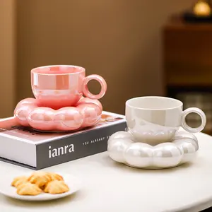 Pearlescent High Gloss Cloud Cup Saucer Water Cup Ceramic Milk Cup Women's Household Coffee Cup Mug Gift for Friends