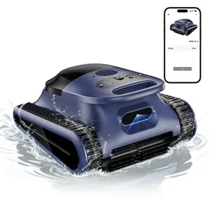 2026 AI Robotic Pool Vacuum Cleaner | 180W Brushless Motor, Precision Obstacle Avoidance, 50000Pa Suction, Wall & Waterline Cleaning, 3 Modes for Pools Up to 2600 Sq.Ft (Navy Blue)