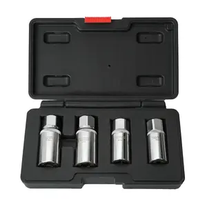 AKOO Stud Extractor Socket Set – Broken Stud Removal Socket 4-Piece Metric Stud Remover Set, Stud Puller Sockets, 12.5mm Drive, Sturdy Portable Nut Remover, Sizes 6, 8, 10, 12mm B