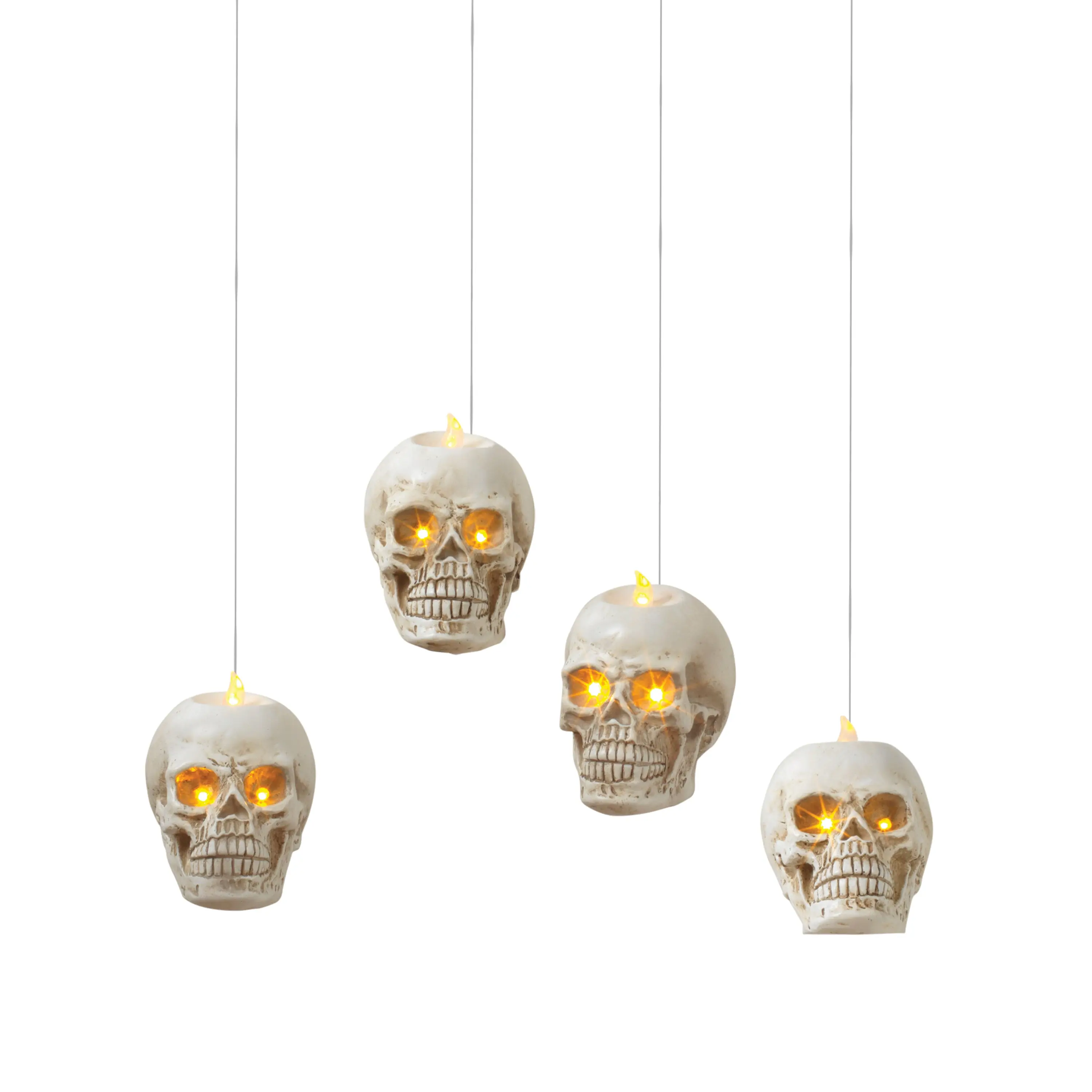 Set of 4 Floating Halloween Skull Candles with Remote Timer
