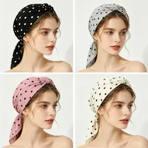 Women 4-Pack Nylon Polka Dot Headband Set, One Size Minimalist Sports Hair Bands, Soft Elastic Headwear Suitable For Thick Hair, Stylish Daily Gym Accessories, Perfect Gifts For Teens And Ladies