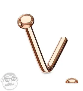 Rose Gold PVD Dome Top L Bend Nose Ring