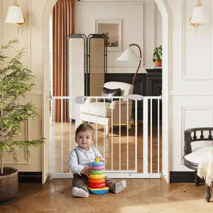 Shipping Included 29.5-44.1" Wide Gate for Stairs, Dog Gate Indoor for Doorways, No Drilling Pressure Mounted Pet Gates, Easy Walk Through Safety Gate, White Playpen