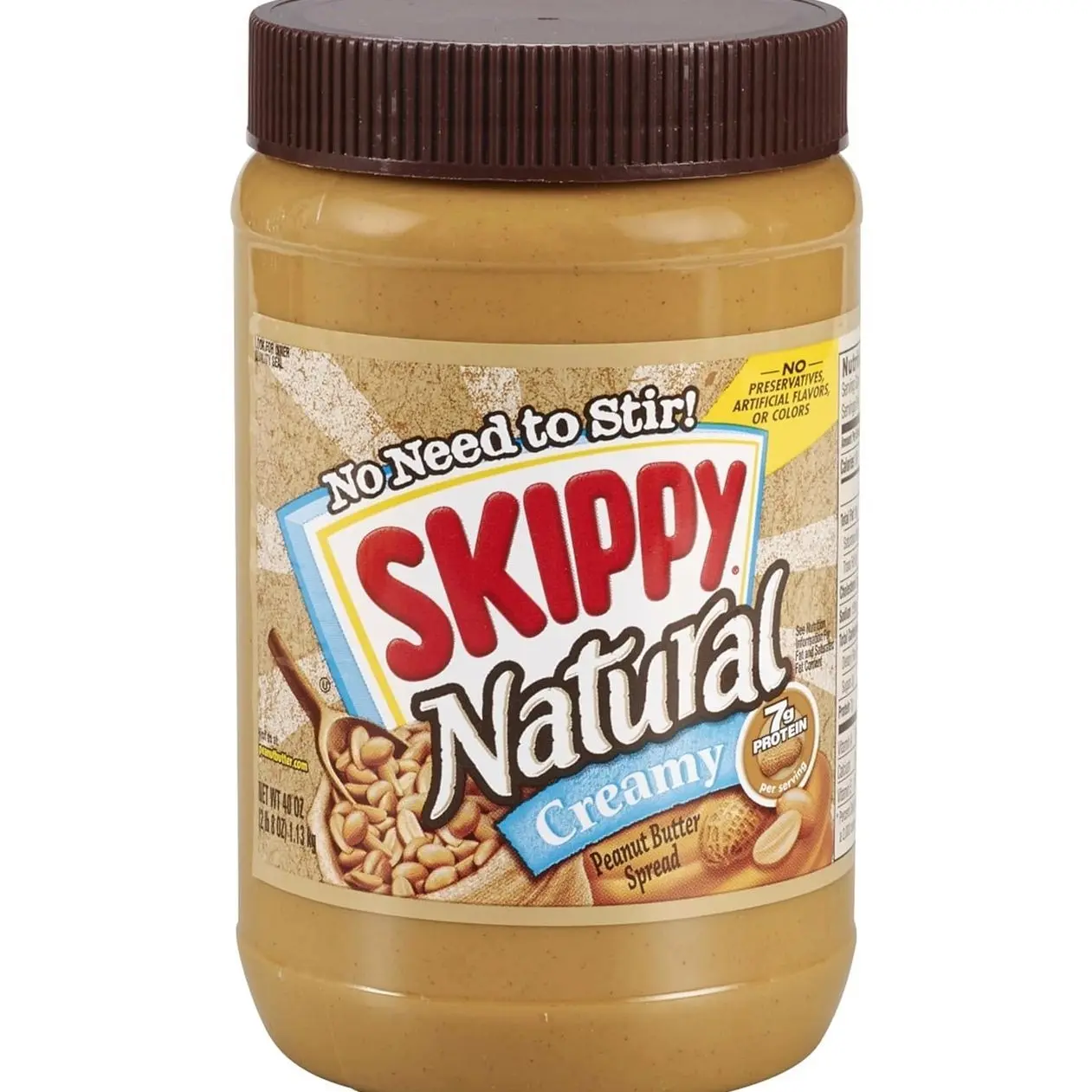 SKIPPY Natural Creamy Peanut Butter, 7 g Protein Per Serving, 40 Ounce
