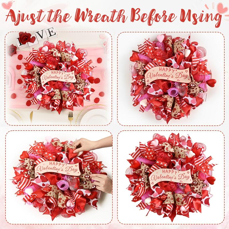 1 piece of 35cm or 45cm Valentine's Day/Spring Wreath, suitable for front door decoration - Plastic door ornament with branches and leaves, wall-mounted decoration, suitable for all seasons, Valentine's Day or housewarming gift.