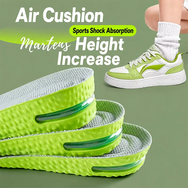 Air Cushion Height Increase Insoles, Invisible Lift Design for Men & Women, Shock Absorbing, Odor Resistant & Breathable, All-Day Standing Comfort