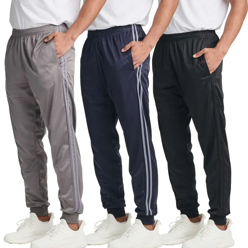 Real Essentials 3 Pack: Men's Tricot Active Athletic Casual Jogger Fleece Lined Sweatpants Pockets (Available in Big & Tall)