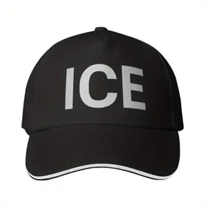 [Vintage Baseball Cap] Vintage Baseball Cap for Men - Black & ICE Text Design, One Size Fits Most Adults