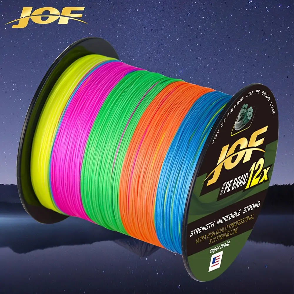 Jof 12 Strands 500m Braided Fishing Line, 25-120lb Test Strength, Multi-Purpose Durable Fishing Line for Various Angling Conditions