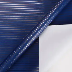 30" x 10' Wrapping Paper | Foil Stripe Navy/Gold