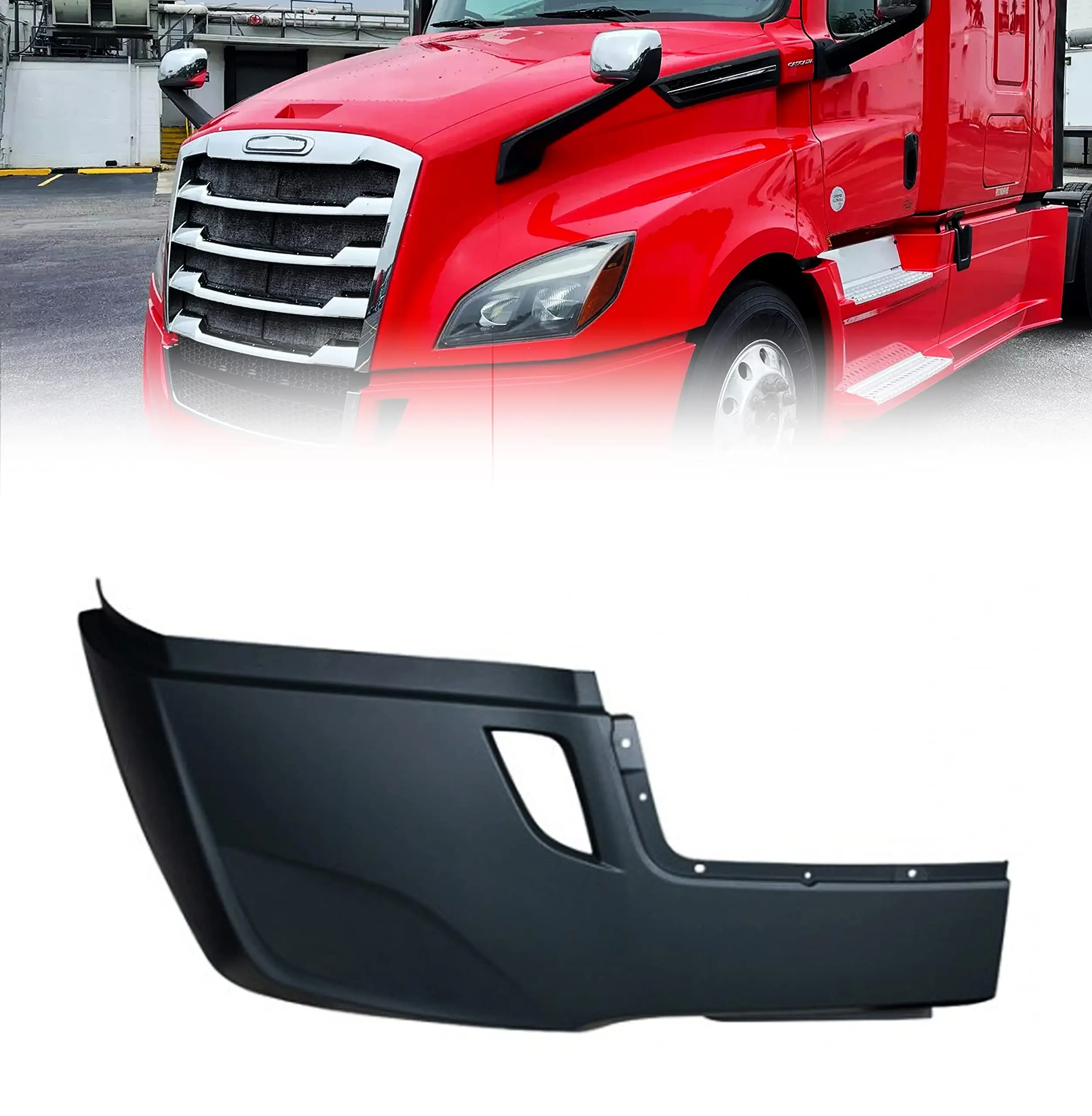 Right Side ABS Torque Bumper Cover Replacement for 2018-2024 Freightliner Cascadia Semi Trucks, 1 RHD Corner Cover, No Fog Light Hole, Factory-Style Fit, OEM-Quality Replacement, Seamless Look (TR443-R)