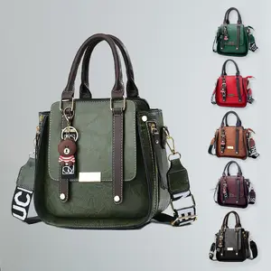 Practical PU Leather Satchel for Women Top Handle Crossbody Bag with Detachable Strap and Zipper for Mom's Gifts
