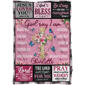 Christian Gifts for Women Men, Religious Throw Blanket, Jesus Faith Blanket, Bible Verse Gifts for Women Her, Inspirational Quotes Prayer Gifts, Scripture Gift for Holida