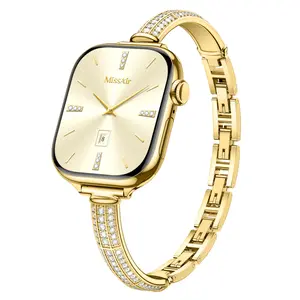 Missair Diamond Bracelet Band With Case Compatible with Apple Watch Series 1-11, SE & Ultra，Women's Slim Stainless Steel Metal Strap Wearable Accessories