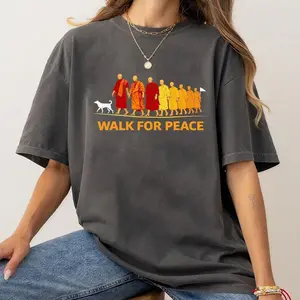 Walk for Peace Monk Shirt, Peace Walking Monks with Aloka Dog Sweatshirt, Buddhist Monks Compassion Tee, zen t shirt, dog lover shirt