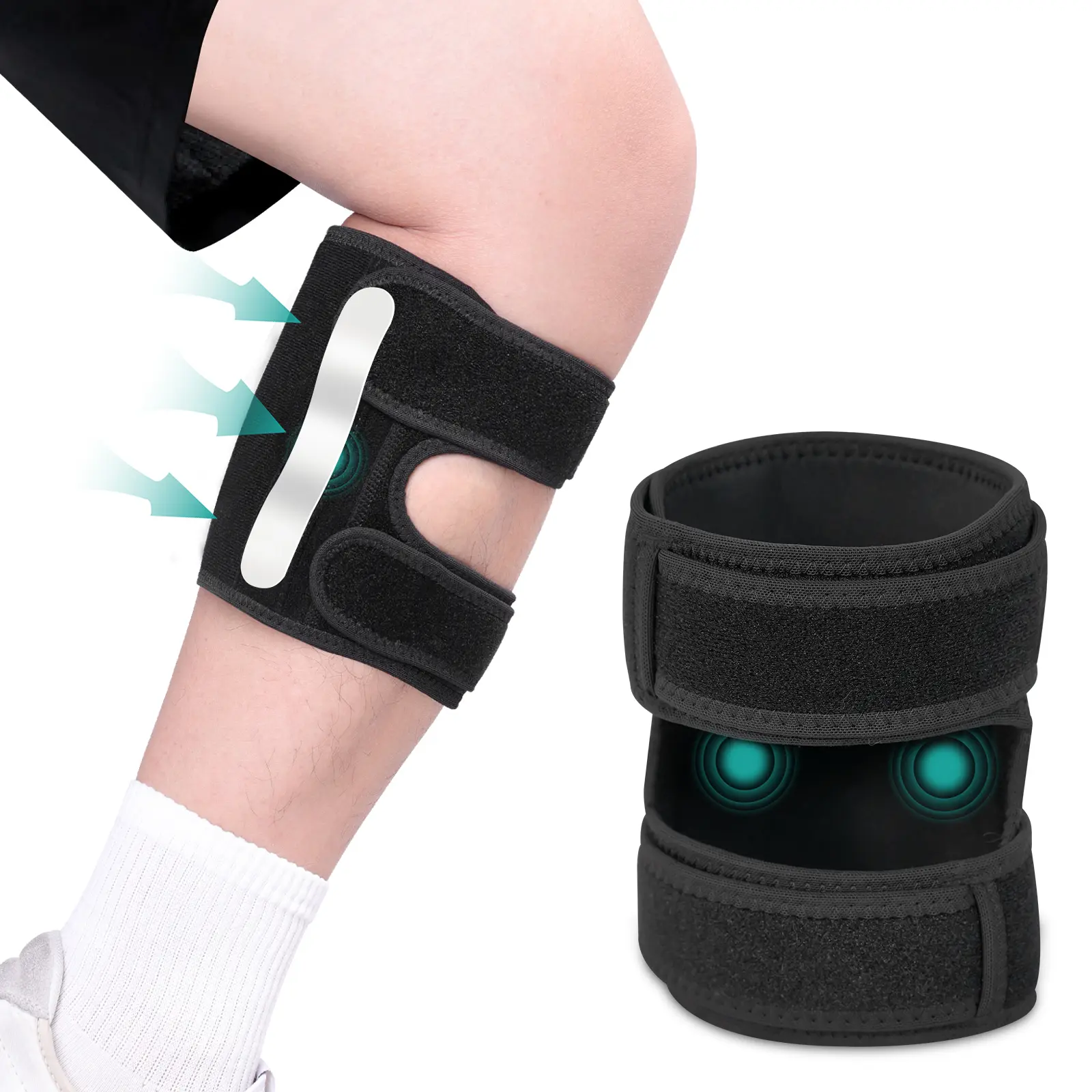 Unisex Adjustable Dual-Pressure-Pad Compression Support Brace - Targeted Calf & Leg Wrap for Lower Back, Hip, Knee Support