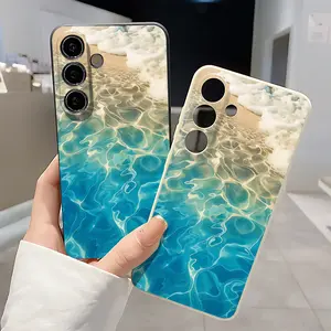 Beach water ripples pattern, Liquid Silicone Full Body Protective Phone Case Suitable for Galaxy S22 S23 S24 S25 S22PLUS S23PLUS S24PLUS S25PLUS S22ULTRA S23ULTRA S24ULTRA S25ULTRA,Lens Precision Hole Protection,Anti-Slip,Durable,Gift for Men or Women