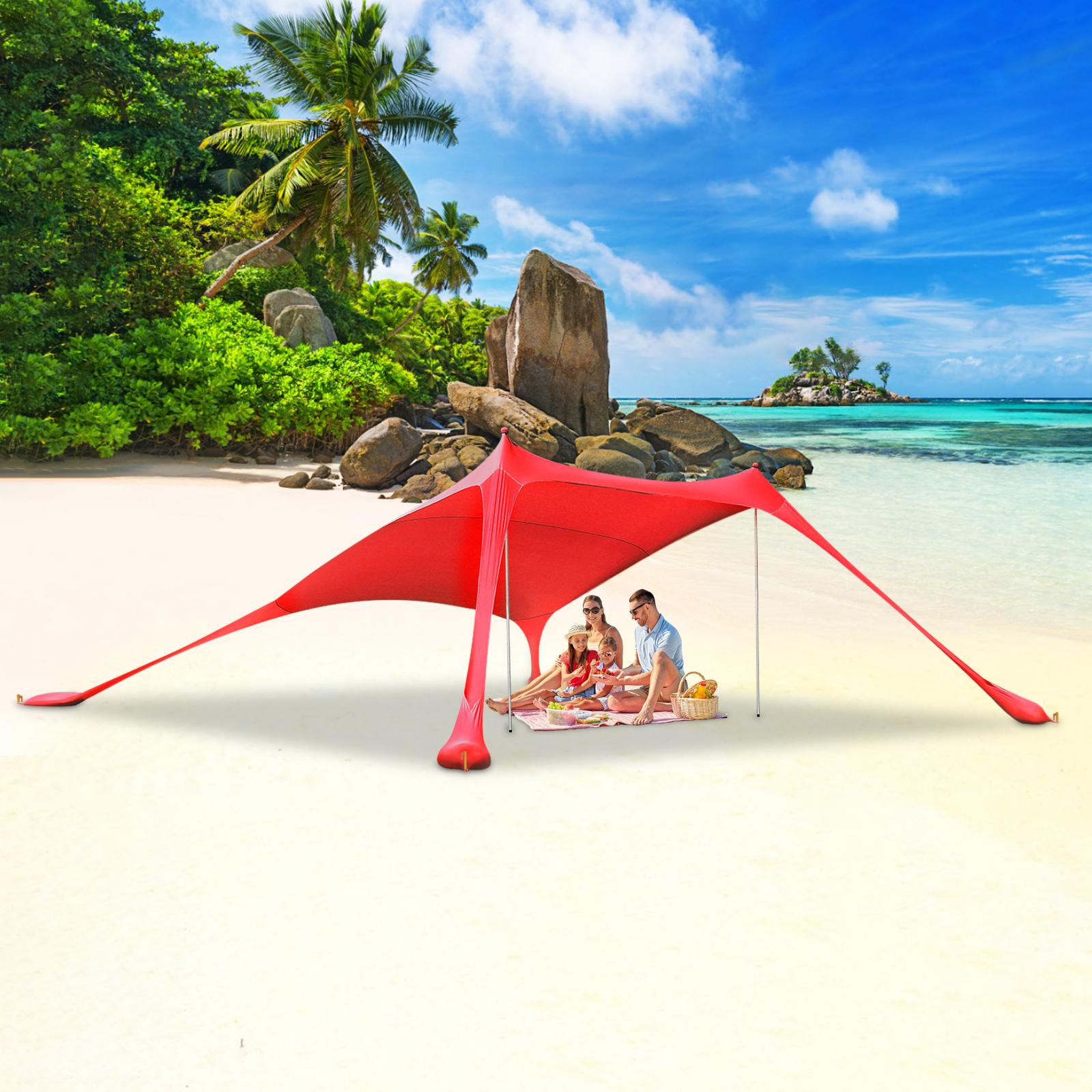Beach Stretch Tent, Outdoor Tent for Beach Camping,Beach Elastic Sunshade - Red