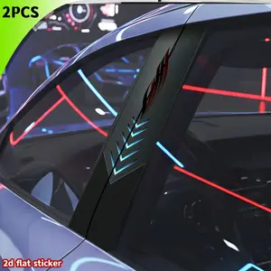2pc Cool Flame Pattern Car B Pillar Stickers, Waterproof Durable Design, Fashionable and Practical for Cars Suv Mpv