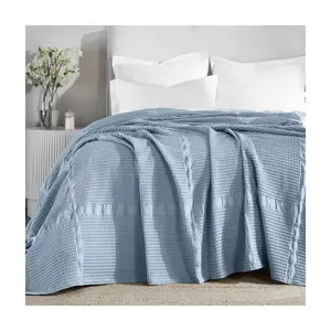 Superior Mai Geometric Waffle Cotton Blanket, Full Queen