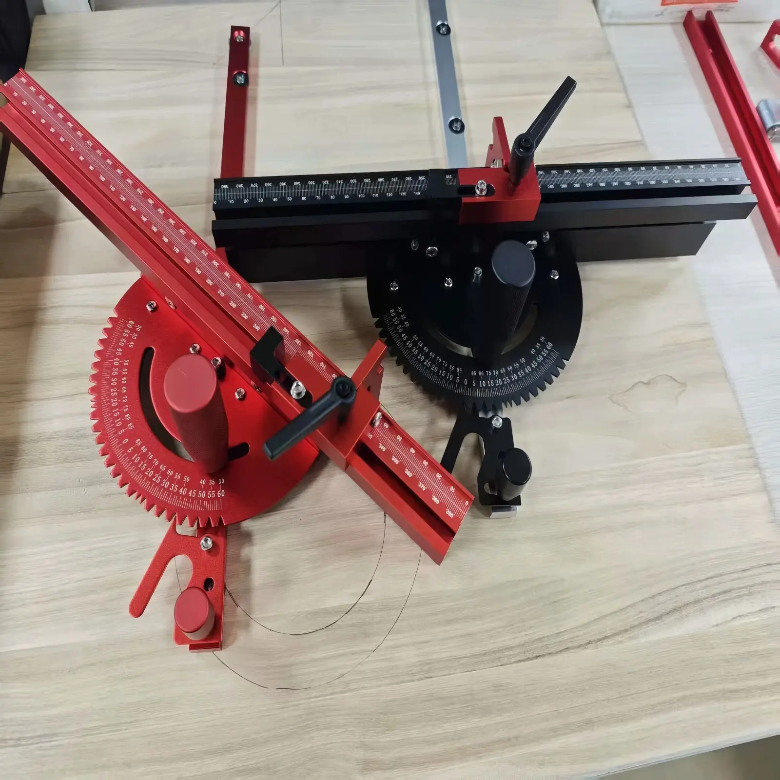 1 set of heavy-duty 400mm oblique cut gauge with track stop system, adjustable fence and guide rail - precision woodworking tools, compatible with T-shaped tracks (30mm/45mm), suitable for table saws, DIY carpenters, holiday gifts