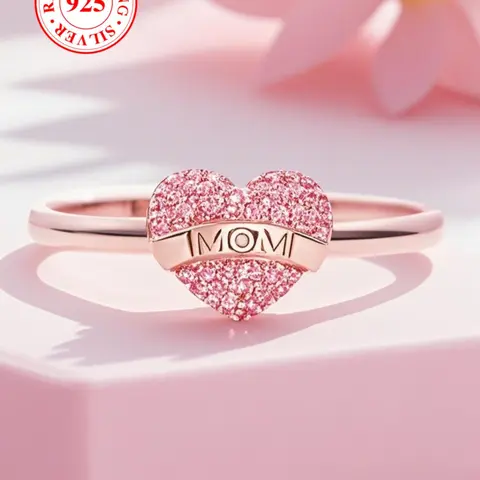 S925 Sterling Silver Heart Shaped Artificial Zircon Decor Ring, Heart Design Ring, Fashion Accessories for Women & Girls, Trendy All-match & Exquisite Jewelry for Birthday Gift, Beautiful Rings