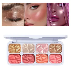 8-color highlight blush palette creates makeup, Makeup Beauty Cosmetics, and presents bright effects, suitable for daily and special occasions, and the long-lasting formula presents brilliance, adding bright effect to your makeup Cosmetics Products