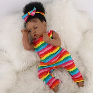 20 Inch Lifelike Reborn Baby Doll, Realistic Girl Doll with Rainbow Outfit, Soft Body Poseable Vinyl Doll, Best Gift for Kids 3+ & Reborn Collectors