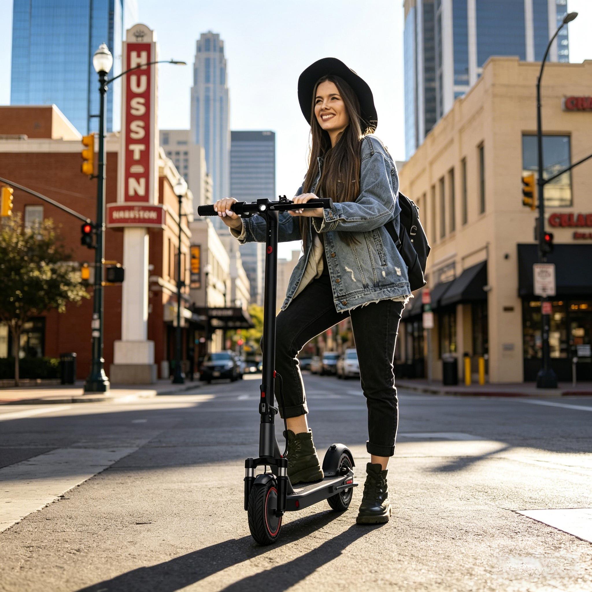 A2026 Upgraded Folding Electric Scooter for Adults & Kids | 8.5"/10"/14" Tires | 16-22 Mph Top Speed | 12-50 Miles Long Range | Dual Braking & Suspension | App Control | With Seat & Storage Bag